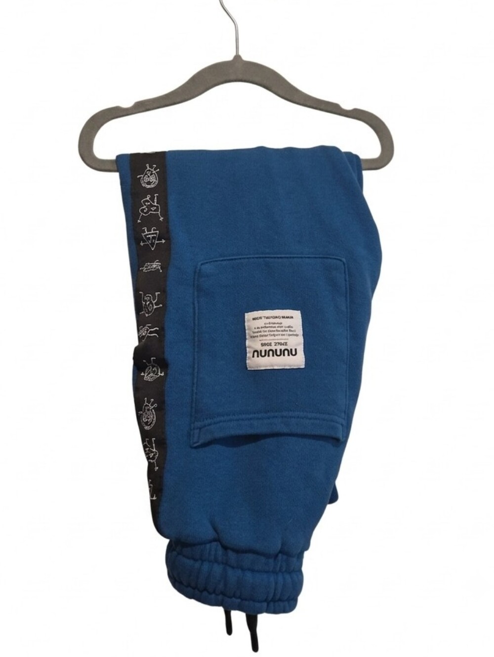 nununu Royal Blue Sweatpants with Black Graphic Side Tape